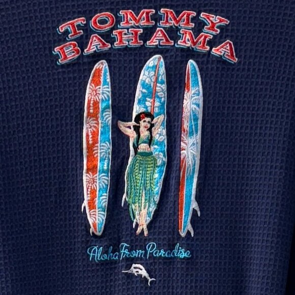 RARE Tommy Bahama Aloha From Paradise Waffle Knit Cotton Robe Size S/M - Picture 6 of 9